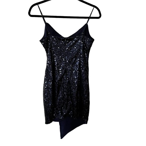 🔴 2 for $20 Lulus Call the Limo Blue Sequin Faux Wrap Bodycon Dress S - Picture 8 of 12